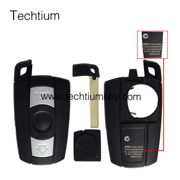 with words on back 3 button remote key shell for BMW 5 series